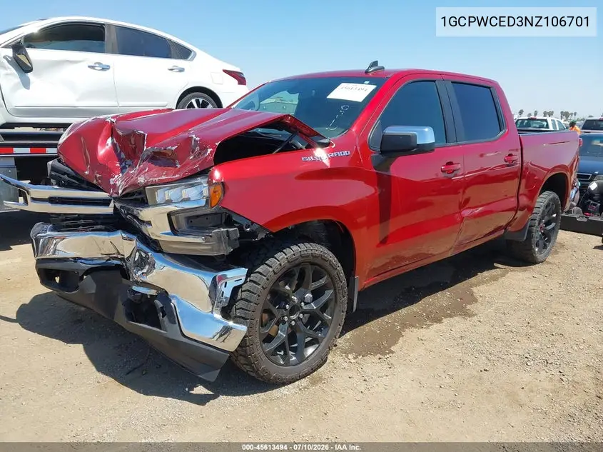 2022 Chevrolet Silverado 1500 Ltd 2Wd Short Bed Lt VIN: 1GCPWCED3NZ106701 Lot: 45613494