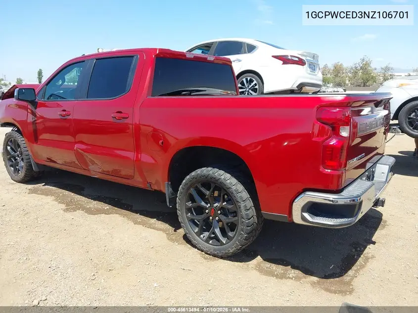 2022 Chevrolet Silverado 1500 Ltd 2Wd Short Bed Lt VIN: 1GCPWCED3NZ106701 Lot: 45613494