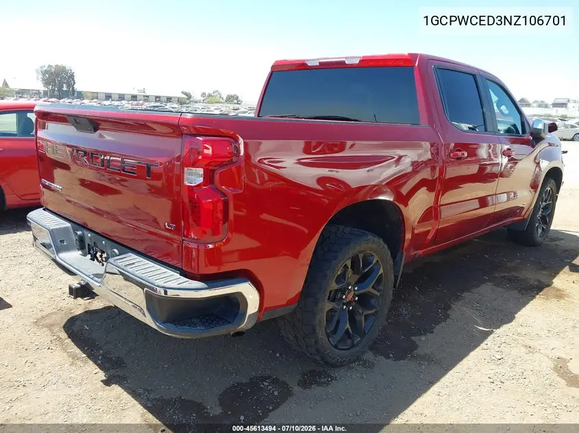 2022 Chevrolet Silverado 1500 Ltd 2Wd Short Bed Lt VIN: 1GCPWCED3NZ106701 Lot: 45613494
