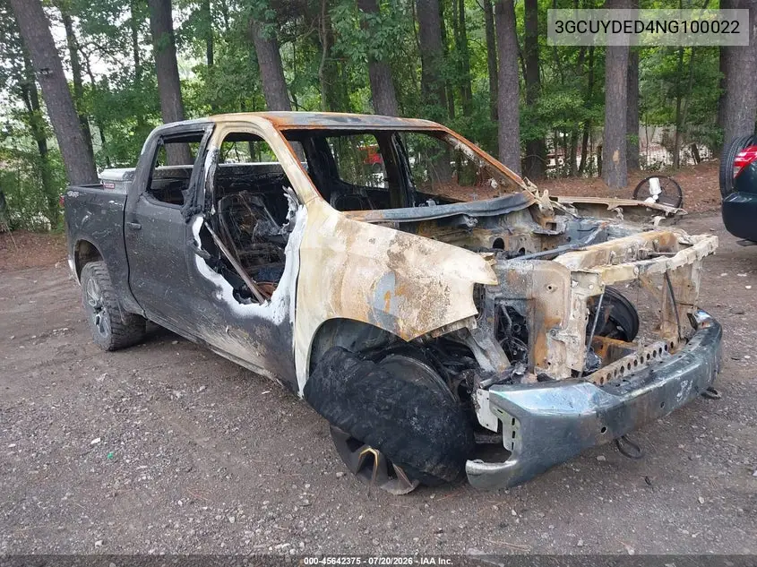 2022 Chevrolet Silverado 1500 Ltd 4Wd Short Bed Lt VIN: 3GCUYDED4NG100022 Lot: 45642375