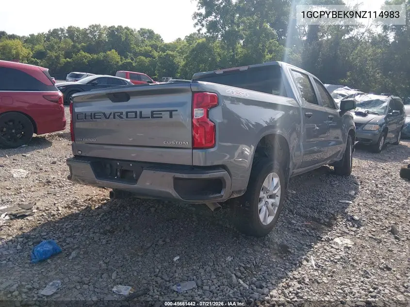 2022 Chevrolet Silverado 1500 Ltd 4Wd Short Bed Custom VIN: 1GCPYBEK9NZ114983 Lot: 45661442