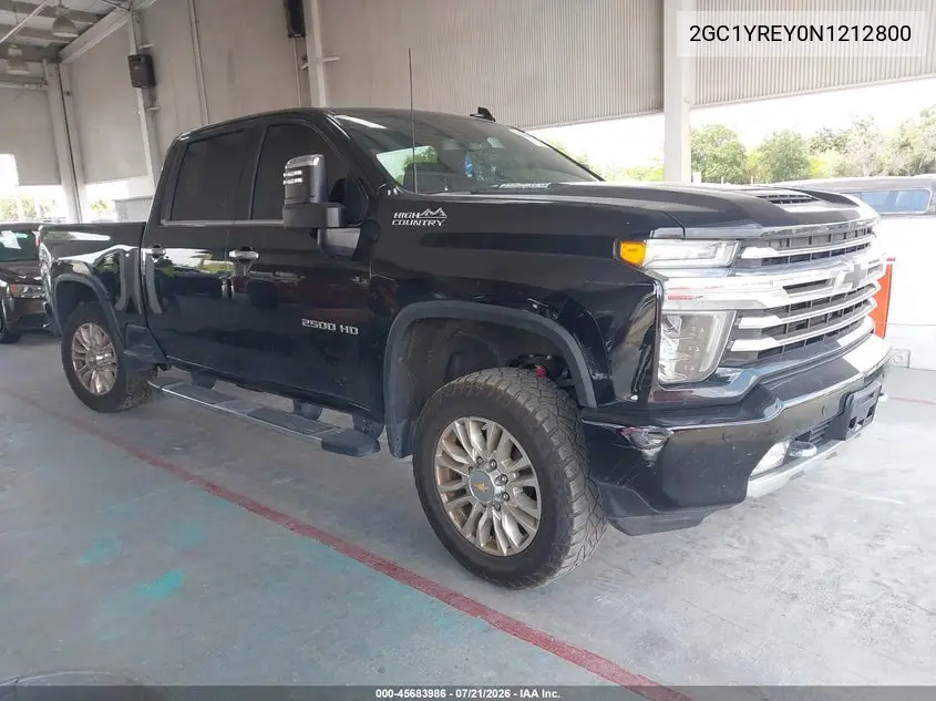2022 Chevrolet Silverado 2500Hd High Country VIN: 2GC1YREY0N1212800 Lot: 45683986