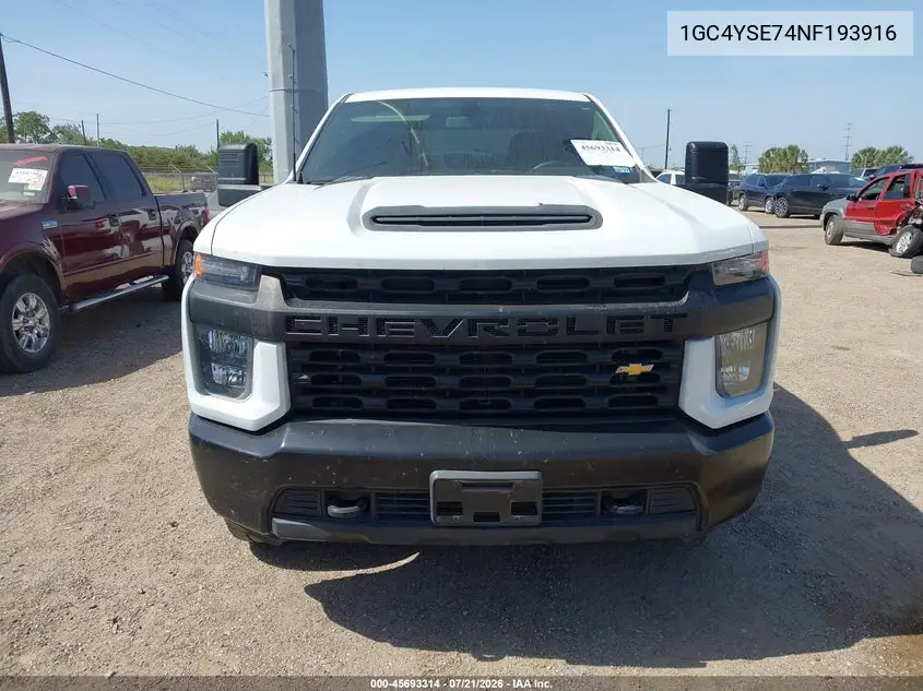 2022 Chevrolet Silverado 3500Hd 4Wd Standard Bed Wt VIN: 1GC4YSE74NF193916 Lot: 45693314