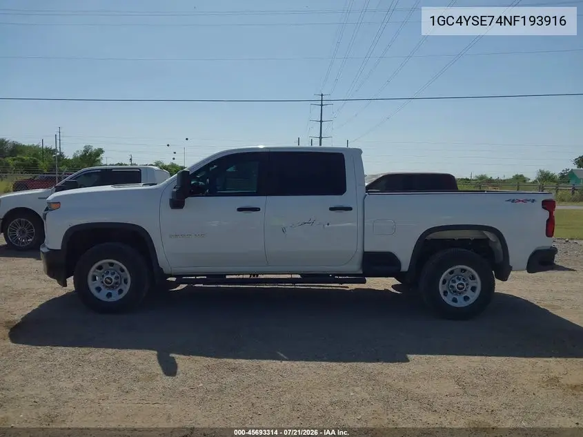 2022 Chevrolet Silverado 3500Hd 4Wd Standard Bed Wt VIN: 1GC4YSE74NF193916 Lot: 45693314