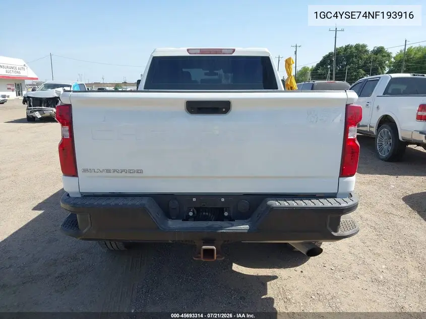 2022 Chevrolet Silverado 3500Hd 4Wd Standard Bed Wt VIN: 1GC4YSE74NF193916 Lot: 45693314