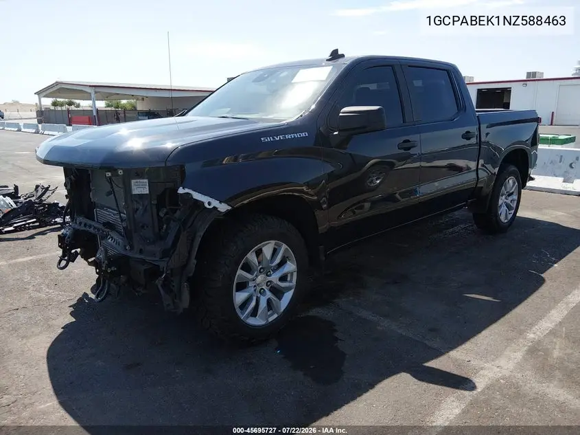 2022 Chevrolet Silverado 1500 2Wd Short Bed Custom VIN: 1GCPABEK1NZ588463 Lot: 45695727