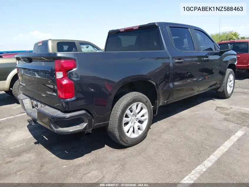 2022 Chevrolet Silverado 1500 2Wd Short Bed Custom VIN: 1GCPABEK1NZ588463 Lot: 45695727