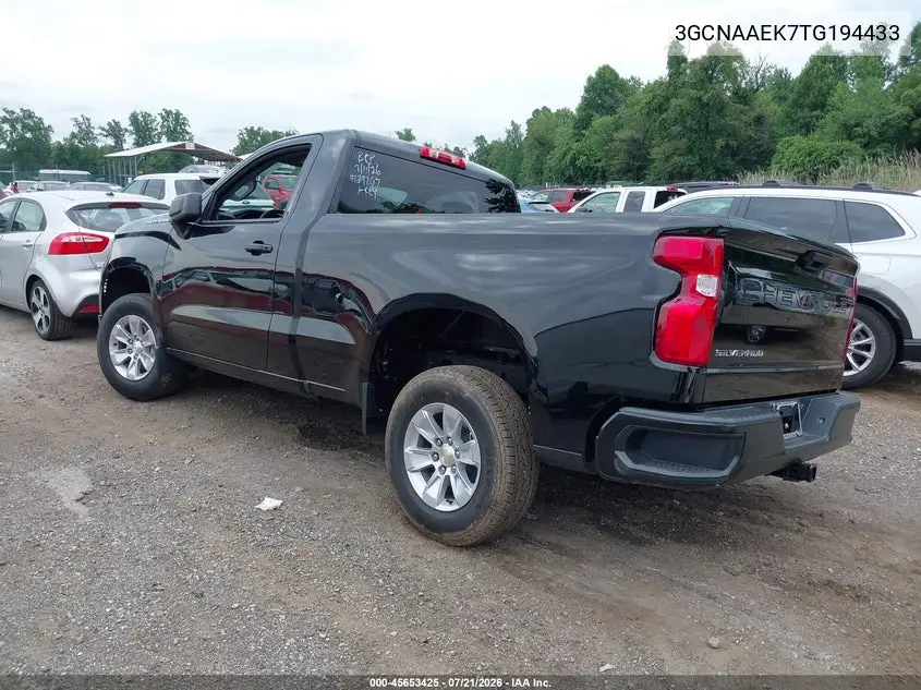 2026 Chevrolet Silverado 1500 2Wd Standard Bed Wt VIN: 3GCNAAEK7TG194433 Lot: 45653425