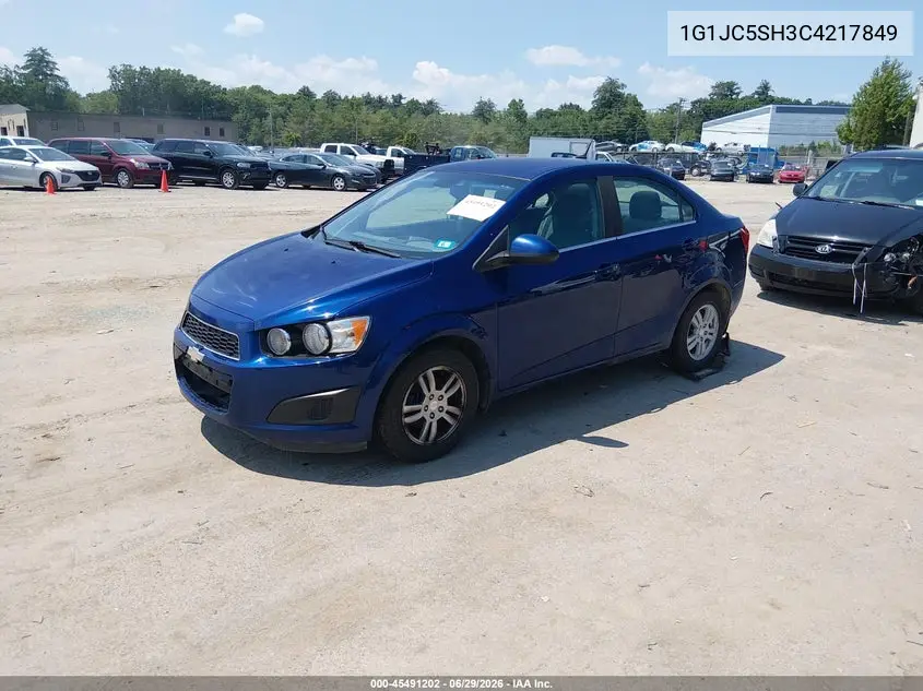 2012 Chevrolet Sonic 2Lt VIN: 1G1JC5SH3C4217849 Lot: 45491202