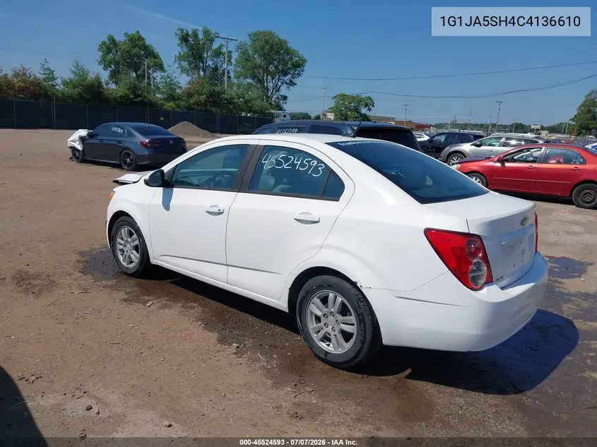 2012 Chevrolet Sonic 2Ls VIN: 1G1JA5SH4C4136610 Lot: 45524593