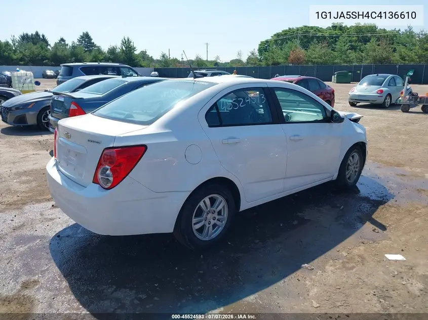 2012 Chevrolet Sonic 2Ls VIN: 1G1JA5SH4C4136610 Lot: 45524593