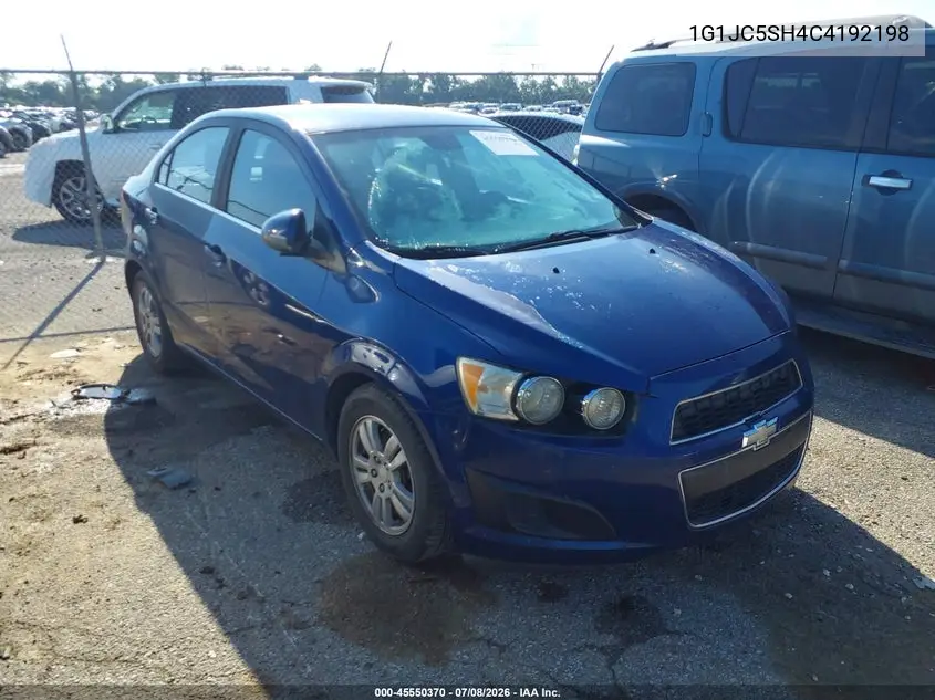 2012 Chevrolet Sonic 2Lt VIN: 1G1JC5SH4C4192198 Lot: 45550370