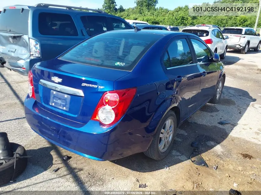 2012 Chevrolet Sonic 2Lt VIN: 1G1JC5SH4C4192198 Lot: 45550370