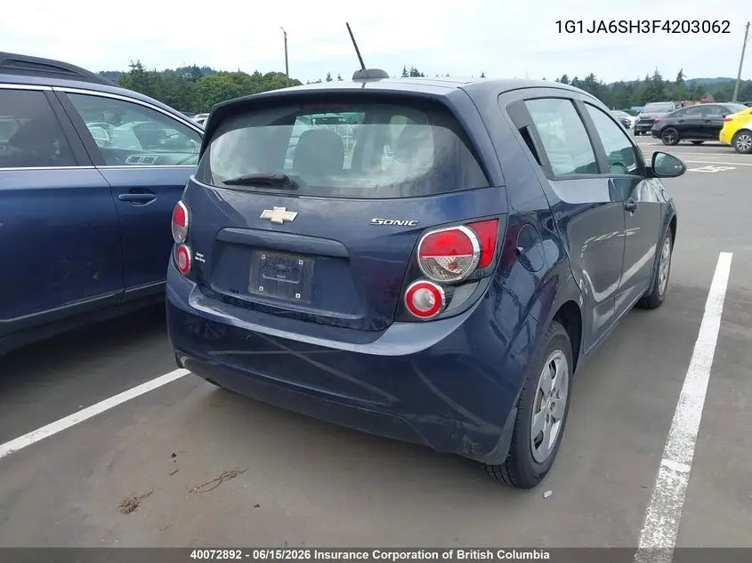 2015 Chevrolet Sonic VIN: 1G1JA6SH3F4203062 Lot: 40072892