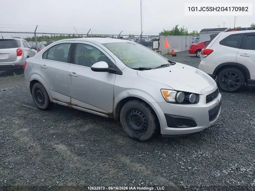 2016 Chevrolet Sonic Lt VIN: 1G1JC5SH2G4170982 Lot: 12632873