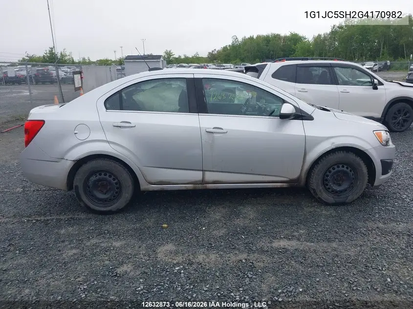 2016 Chevrolet Sonic Lt VIN: 1G1JC5SH2G4170982 Lot: 12632873