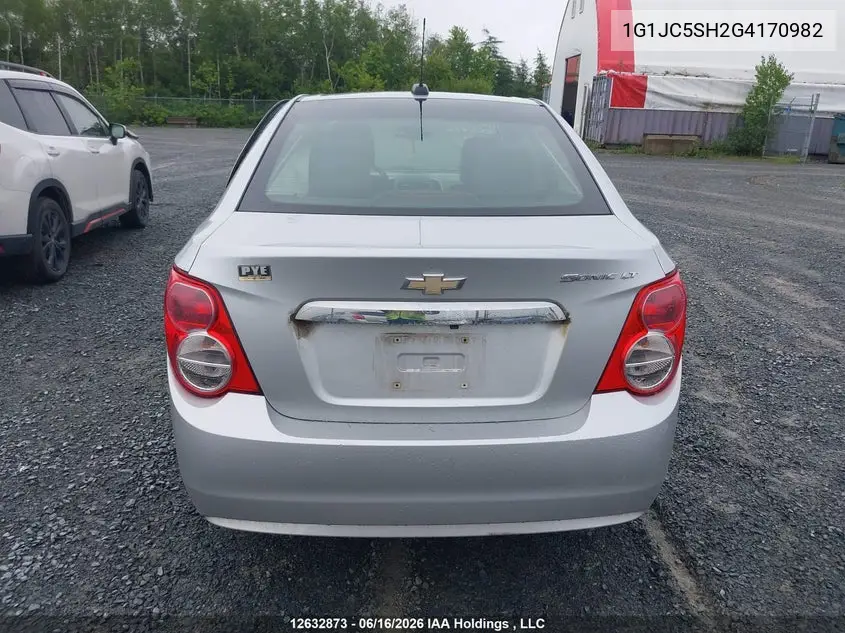 2016 Chevrolet Sonic Lt VIN: 1G1JC5SH2G4170982 Lot: 12632873