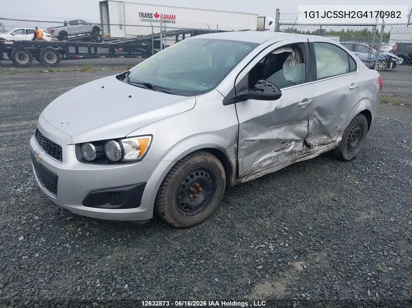 2016 Chevrolet Sonic Lt VIN: 1G1JC5SH2G4170982 Lot: 12632873