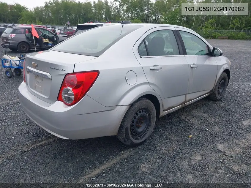 2016 Chevrolet Sonic Lt VIN: 1G1JC5SH2G4170982 Lot: 12632873