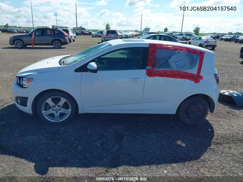 2016 Chevrolet Sonic Lt VIN: 1G1JC6SB2G4157540 Lot: 30092076