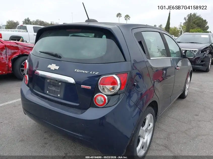 2016 Chevrolet Sonic Ltz Auto VIN: 1G1JE6SB7G4158922 Lot: 45194699