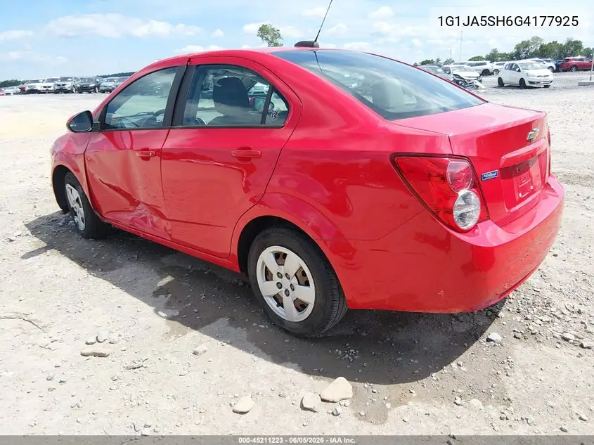 2016 Chevrolet Sonic Ls Auto VIN: 1G1JA5SH6G4177925 Lot: 45211223