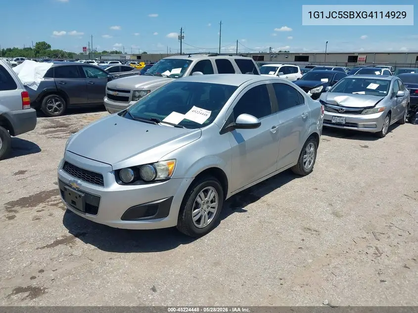2016 Chevrolet Sonic Lt Auto VIN: 1G1JC5SBXG4114929 Lot: 45224448