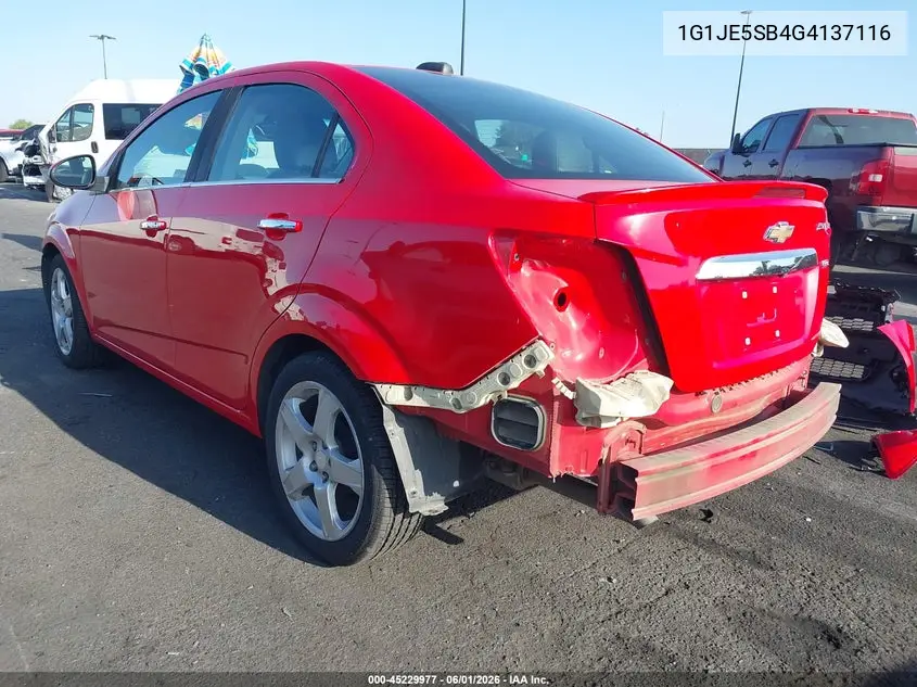 2016 Chevrolet Sonic Ltz Auto VIN: 1G1JE5SB4G4137116 Lot: 45229977