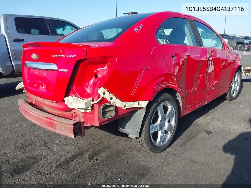 2016 Chevrolet Sonic Ltz Auto VIN: 1G1JE5SB4G4137116 Lot: 45229977