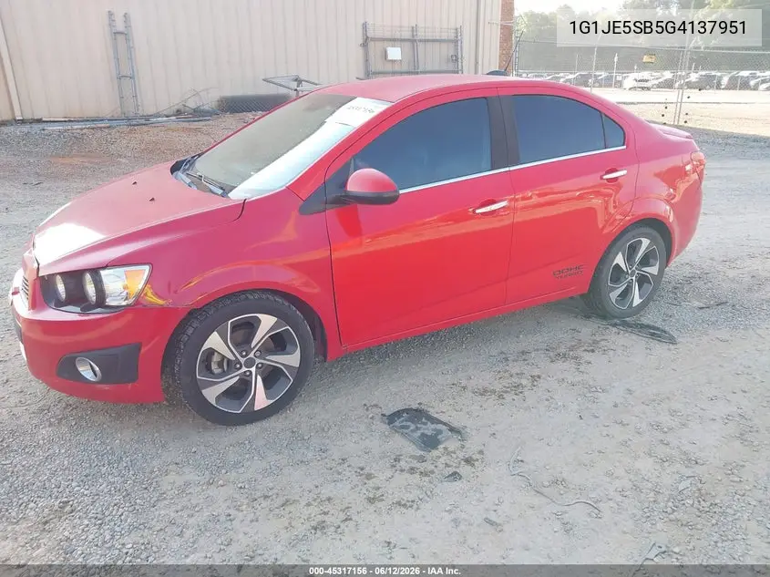 2016 Chevrolet Sonic Ltz Auto VIN: 1G1JE5SB5G4137951 Lot: 45317156
