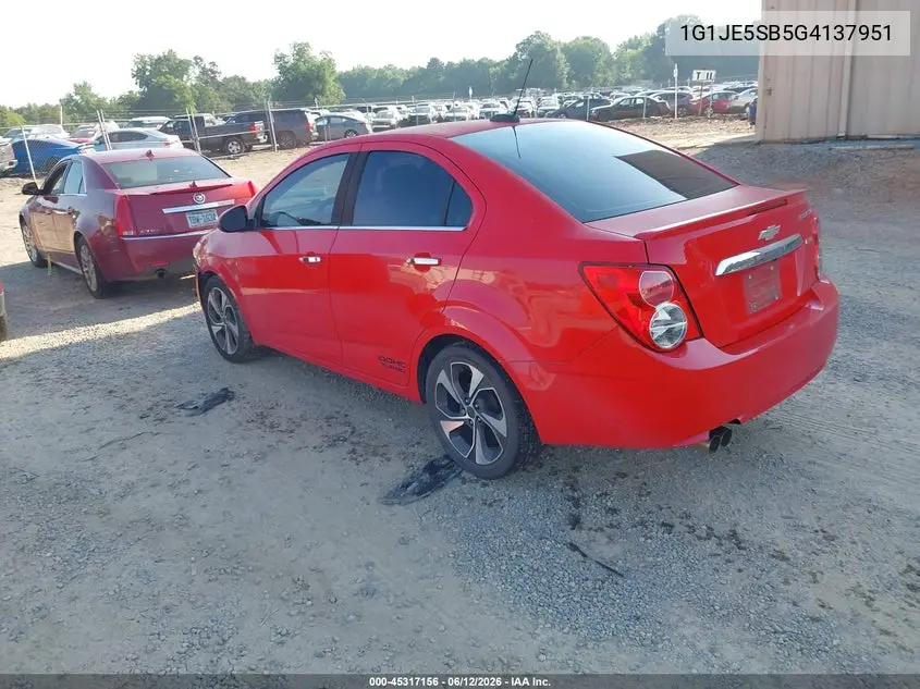 2016 Chevrolet Sonic Ltz Auto VIN: 1G1JE5SB5G4137951 Lot: 45317156