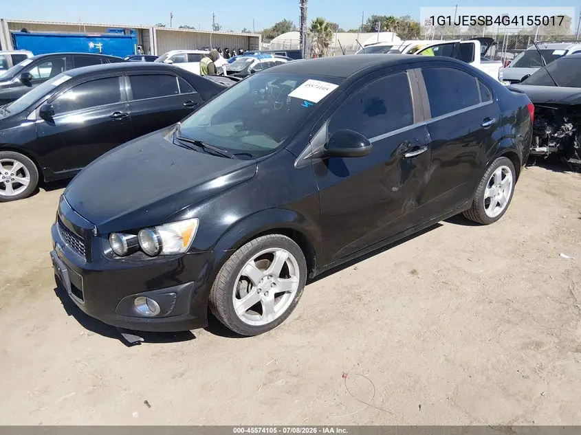 2016 Chevrolet Sonic Ltz Auto VIN: 1G1JE5SB4G4155017 Lot: 45574105