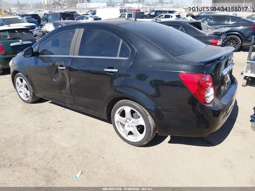 2016 Chevrolet Sonic Ltz Auto VIN: 1G1JE5SB4G4155017 Lot: 45574105