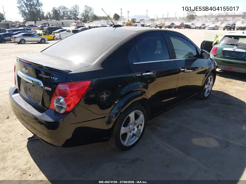 2016 Chevrolet Sonic Ltz Auto VIN: 1G1JE5SB4G4155017 Lot: 45574105