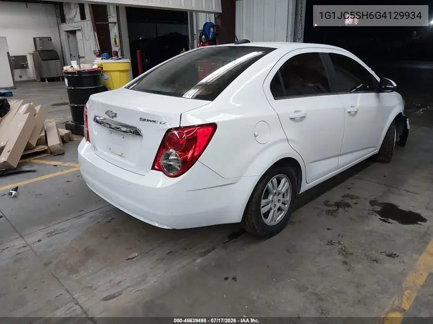 2016 Chevrolet Sonic Lt Auto VIN: 1G1JC5SH6G4129934 Lot: 45639498