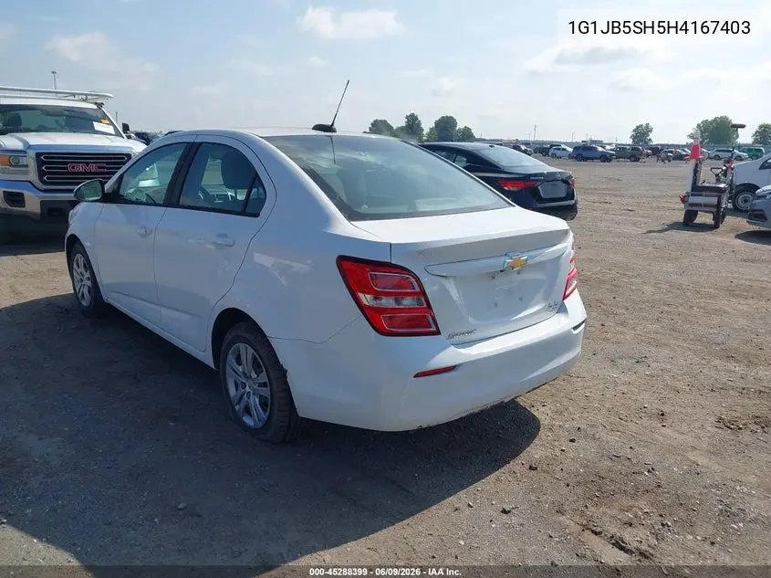 2017 Chevrolet Sonic Ls Auto VIN: 1G1JB5SH5H4167403 Lot: 45288399