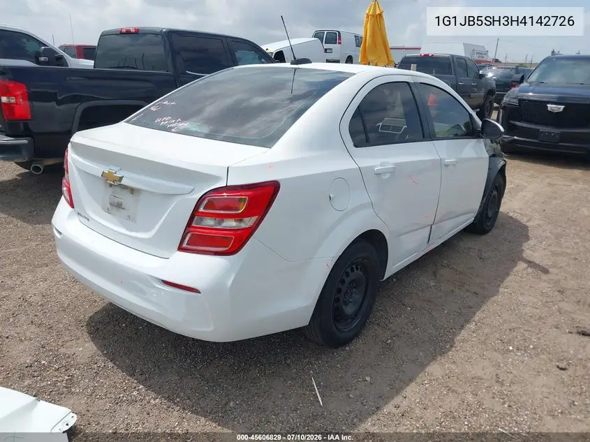 2017 Chevrolet Sonic Ls Auto VIN: 1G1JB5SH3H4142726 Lot: 45606829