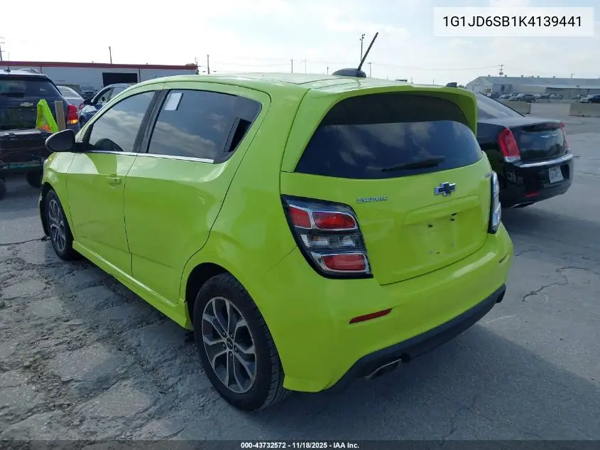 1G1JD6SB1K4139441 2019 Chevrolet Sonic Lt Auto