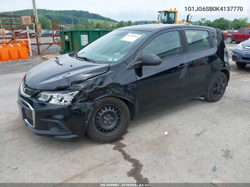2019 Chevrolet Sonic Lt Auto VIN: 1G1JG6SB0K4137770 Lot: 45598961
