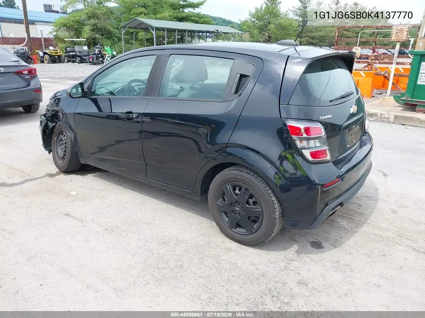 2019 Chevrolet Sonic Lt Auto VIN: 1G1JG6SB0K4137770 Lot: 45598961