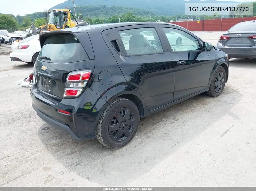 2019 Chevrolet Sonic Lt Auto VIN: 1G1JG6SB0K4137770 Lot: 45598961