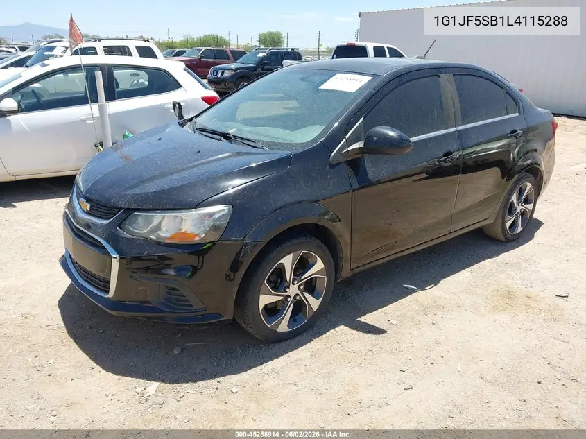 2020 Chevrolet Sonic Fwd Premier VIN: 1G1JF5SB1L4115288 Lot: 45258914