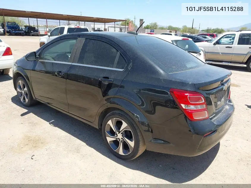 2020 Chevrolet Sonic Fwd Premier VIN: 1G1JF5SB1L4115288 Lot: 45258914