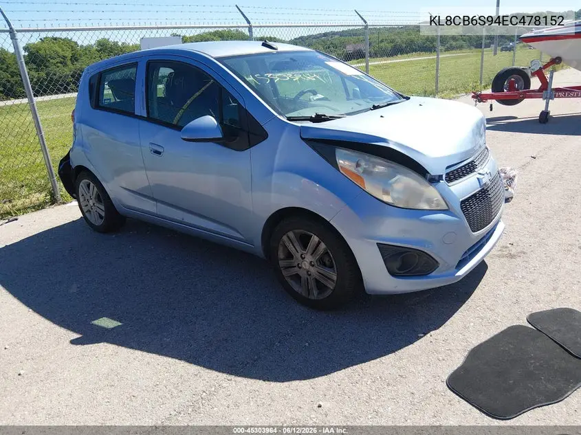 2014 Chevrolet Spark Ls Auto VIN: KL8CB6S94EC478152 Lot: 45303964