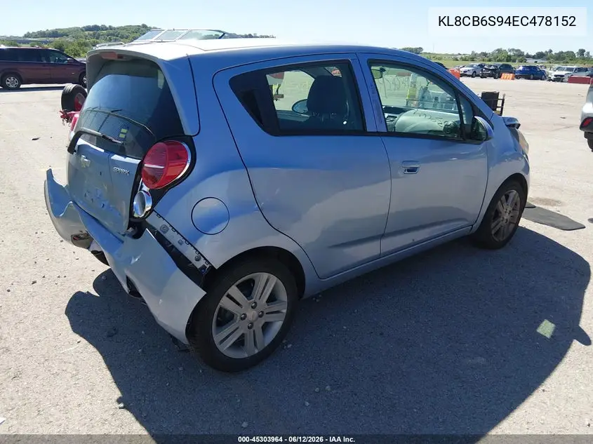 2014 Chevrolet Spark Ls Auto VIN: KL8CB6S94EC478152 Lot: 45303964