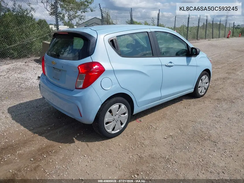 2016 Chevrolet Spark Ls Manual VIN: KL8CA6SA5GC593245 Lot: 45695026