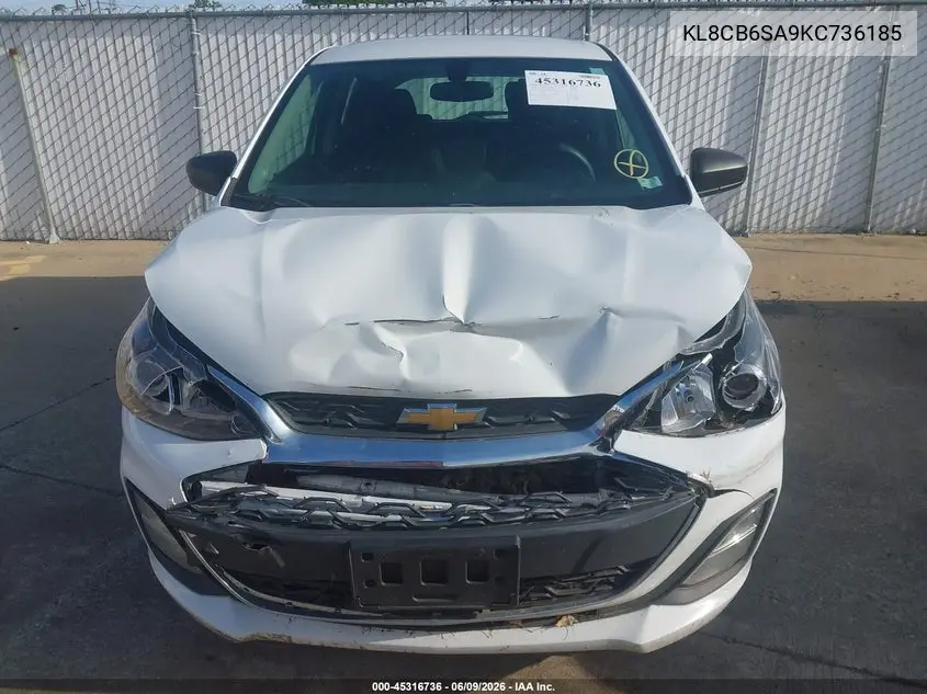2019 Chevrolet Spark Ls Cvt VIN: KL8CB6SA9KC736185 Lot: 45316736