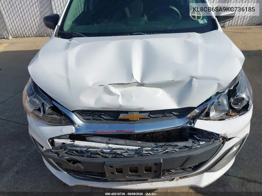 2019 Chevrolet Spark Ls Cvt VIN: KL8CB6SA9KC736185 Lot: 45316736