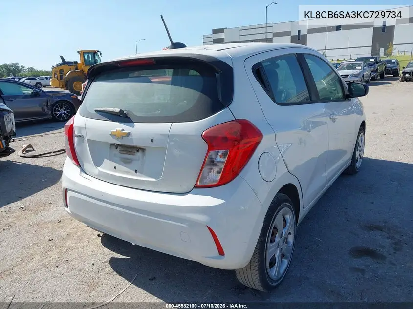 2019 Chevrolet Spark Ls Cvt VIN: KL8CB6SA3KC729734 Lot: 45582100
