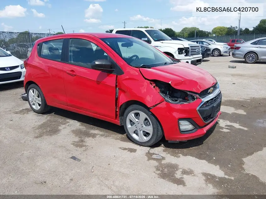 2020 Chevrolet Spark Fwd Ls Automatic VIN: KL8CB6SA6LC420700 Lot: 45631731